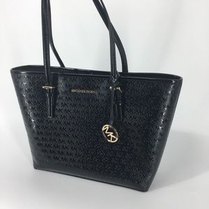 Michael Kors Jet Set Travel Tote Bag Black Logo